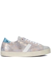 DATE D.A.T.E. HILL LOW STARDUST LIGHT BLUE AND PINK LAMINATED LEATHER SNEAKER,10559260
