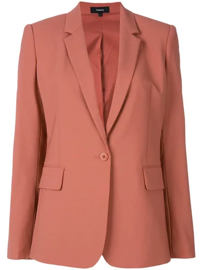 Theory Essential One-button Stretch-wool Jacket In Pink