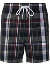 Moncler Checked Swim Shorts In Black