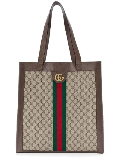Gucci Ophidia Soft Gg Supreme Large Tote In Brown