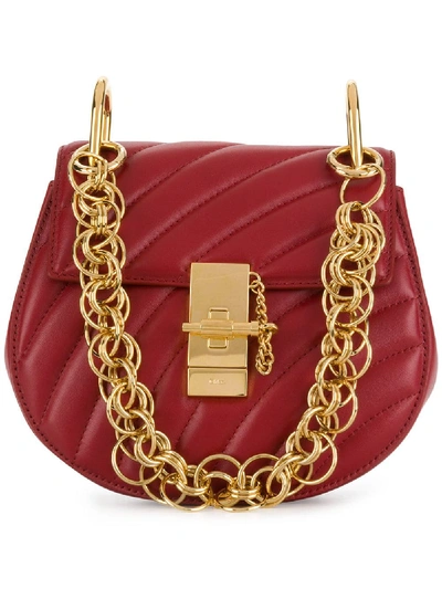 Chloé Drew Bijou Quilted Leather Shoulder Bag In Merlot