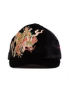 GUCCI black dragon embroidered velvet cap,5000703HD3112547654
