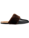 GUCCI LEATHER AND FAUX FUR SLIPPER,5242979RO3012851919
