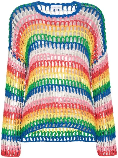Mira Mikati Rainbow Open Hand Crochet Sweater In Multi