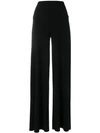 Norma Kamali High-rise Satin Wide-leg Pants In Black