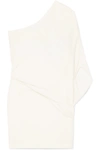 Halston Heritage One-shoulder Layered Crepe Mini Dress In White