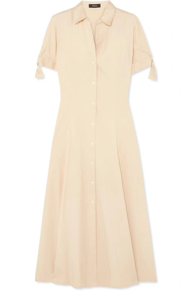 Theory Stretch-cotton Midi Dress In Cream