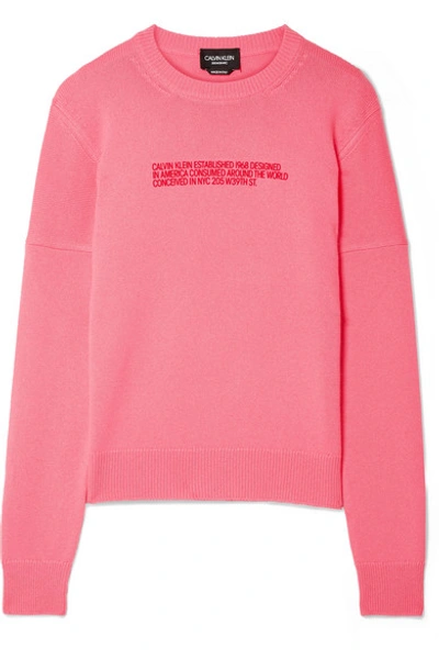 Calvin Klein 205w39nyc Printed Cashmere Sweater In Pink