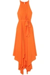 HALSTON HERITAGE TIE-FRONT GEORGETTE MIDI DRESS