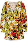 ATTICO FLORAL-PRINT CREPE WRAP DRESS