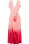 ATTICO RUFFLED OMBRÉ SILK-CHIFFON MAXI DRESS