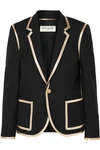 SAINT LAURENT Metallic leather-trimmed wool blazer