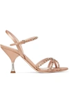 MIU MIU CRYSTAL-EMBELLISHED SATIN SANDALS