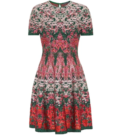 Alexander Mcqueen Floral Jacquard Knit Fit & Flare Dress In Multicolor         