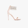 AQUAZZURA AQUAZZURA PINK GEM PALACE 105 SATIN SANDALS,GEPHIGS0SATPWP12504045