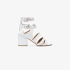 LAURENCE DACADE LAURENCE DACADE WHITE RELA 70 STRAPPY LEATHER SANDALS,RELASHINYCRUMPLEDCALF12765009