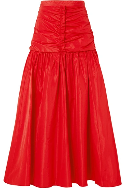 Stella Mccartney Ruched Taffeta Maxi Skirt In Red