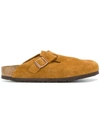 Birkenstock Suede Buckle Slippers In Mink