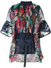 SACAI FLORAL BELTED BLOUSE,0381112849217