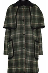 M MISSONI WOMAN METALLIC CHECKED CAPE-EFFECT COAT FOREST GREEN,GB 7789028783445649