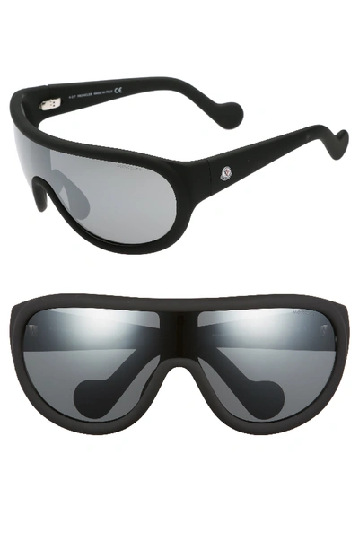 Moncler Sport 60mm Aviator Sunglasses - Rubber Black/ Smoke/ Silver