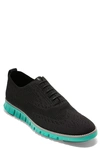 Cole Haan Zerogrand Stitchlite Wingtip In Black/ Pool Green