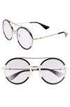 GUCCI 56MM ROUND SUNGLASSES - GOLD/ PINK,GG0061S04456