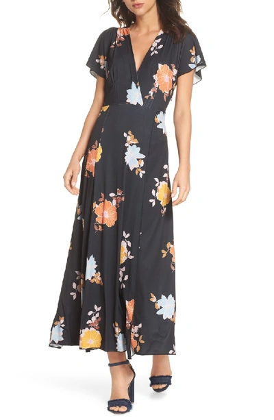 French Connection Shikoku Jersey Maxi Dress In Black Multi