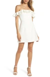 French Connection Whisper Light Off The Shoulder Ruffle Minidress In Summer White