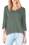 MICHAEL STARS SLIT SLEEVE V-NECK TEE,2337