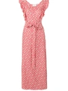 La Doublej Red Wedding Guest Domino-print Cotton Dress