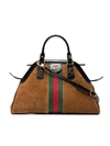 GUCCI GUCCI BROWN SMALL RE(BELLE) SUEDE SHOULDER BAG,5164590KCDT12617482