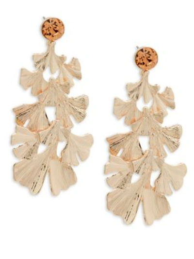 Stella & Ruby Crystal Layered Leaf Earrings In Rose Gold