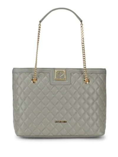Love Moschino Quilted Chain Tote In Grey
