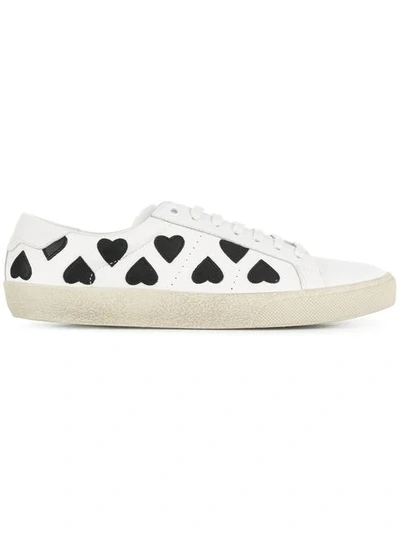 Saint Laurent Heart Printed Sneakers In White