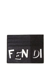 FENDI BLACK LEATHER CARD HOLDER WITH LOGO,10561210