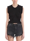 ALEXANDER WANG T RUCHED SLEEVELESS BLACK JERSEY TOP,10560803