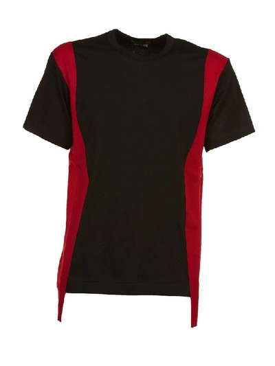 Comme Des Garçons Homme Deux Comme Des Garçons Paneled Trim T-shirt In Nero-rosso