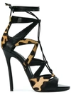 DSQUARED2 DSQUARED2 LEOPARD LACE-UP SANDALS - BLACK,HSW00385420000112833720