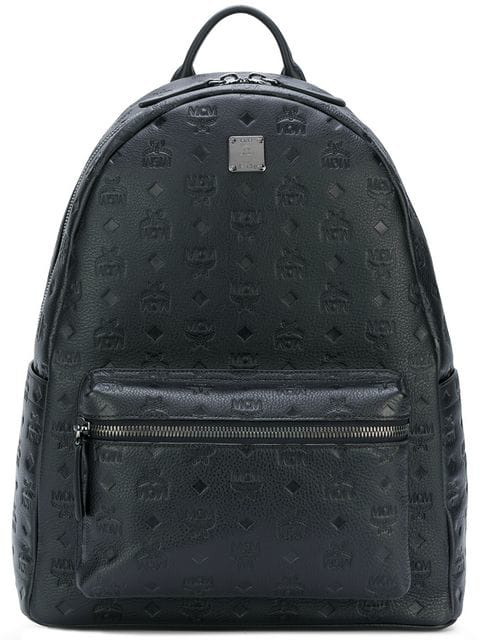 mcm backpack monogram ottomar leather black