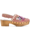 MOU EMBROIDERED CLOG SANDALS,WOODSTRAPATCH12811064