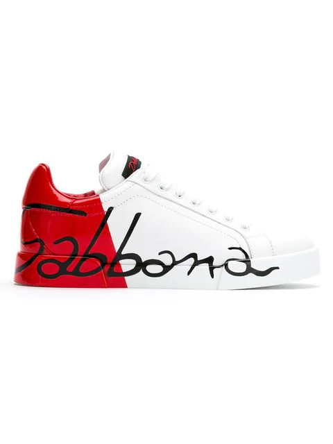 dolce and gabbana red and white sneakers