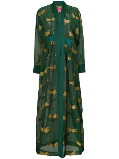 F.r.s For Restless Sleepers Embroidered Long-sleeve Dressing Gown - Green