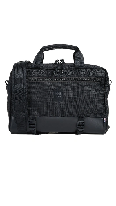 Topo Designs Commuter Briefcase In Ballistic/black Leather