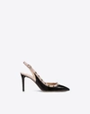 VALENTINO GARAVANI VALENTINO GARAVANI ROCKSTUD PATENT-LEATHER SLINGBACK PUMP 85 MM