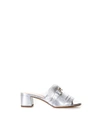 TOD'S SILVER OPEN FRINGED SANDALS IN LEATHER,10561552