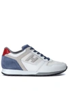 HOGAN H321 WHITE, BLUE AND GREY LEATHER AND SUEDE SNEAKER,10561662