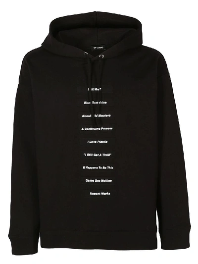 Raf Simons Lyrics-print Cotton-jersey Hooded Sweatshirt In Black/white
