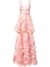 MARCHESA NOTTE MARCHESA NOTTE 3D EMBROIDERED GOWN - PINK,N17G047212474679