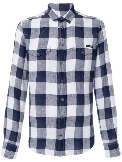 Dolce & Gabbana Checked Snap Fastened Shirt In Blue